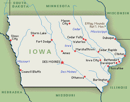 Landkarte von Iowa, USA