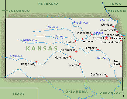 Landkarte von Kansas, USA