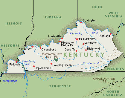 Landkarte von Kentucky, USA