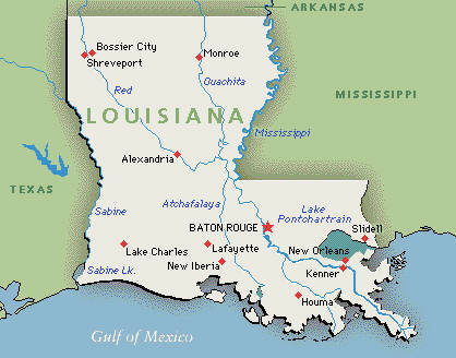 Landkarte von Louisiana, USA