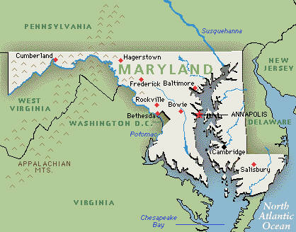 Landkarte von Maryland, USA