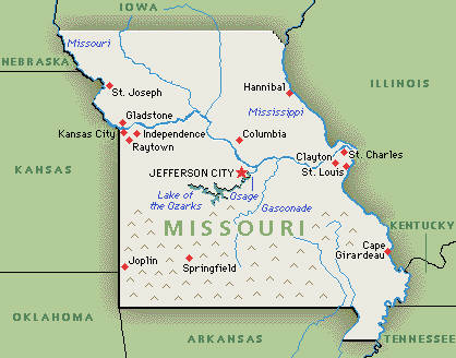 Landkarte von Missouri, USA