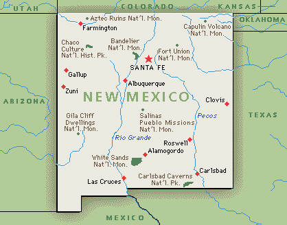 Landkarte von New Mexico, USA