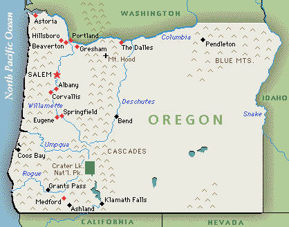 Landkarte von Oregon, USA