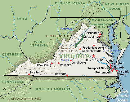 Landkarte von Virginia, USA