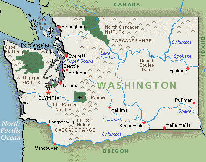 Landkarte von Washington, USA